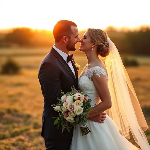 Coppia che si sposa durante un servizio fotografico di matrimonio