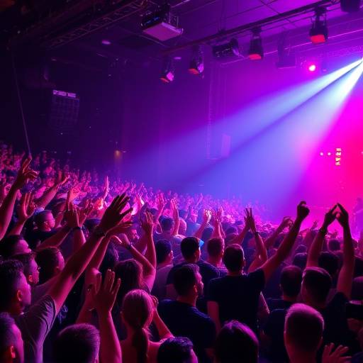 Un concerto dal vivo con un pubblico entusiasta che applaude l'artista sul palco.